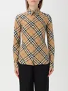 Burberry Check Print Silk Shirt In 沙色
