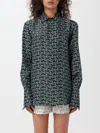 Burberry B Logo Silk Shirt In Silver