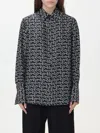Burberry B Logo Silk Shirt In Silver