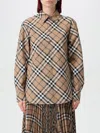 Burberry Check Long-sleeve Button-down Shirt In Walnut