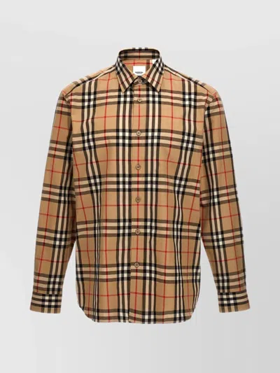 Burberry Classic Check Wool Flannel Shirt For Men In Multi