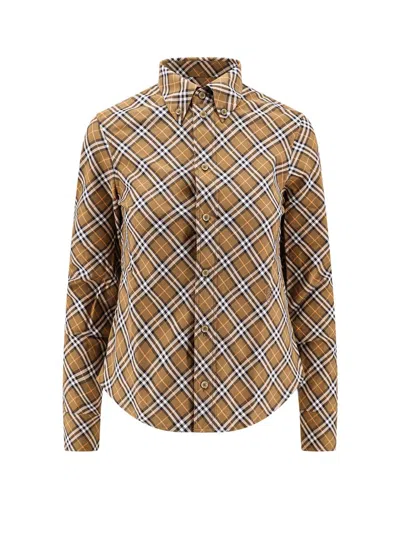 Burberry Ered Shirt With Button-down Collar In Oxide Ip Check