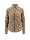 Burberry Ered Shirt With Button-down Collar In Green