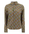 Burberry Ered Shirt With Button-down Collar In Green
