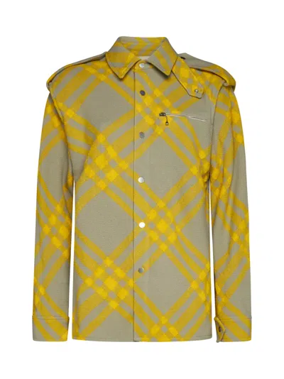 Burberry Women Shirt With Check Pattern In Yellow
