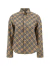 Burberry Beige Oversize Shirt With All-over Check Motiv In Cotton Woman In Neutral