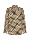 Burberry Cotton Shirt With Check Motif In Sand Ip Check
