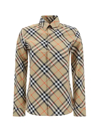 Burberry Check Pattern Shirt Long Sleeves Buttoned Cuffs In Animal Print