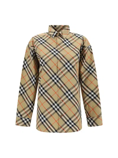 Burberry Check Pattern Shirt Long Sleeves Buttoned Cuffs In Animal Print