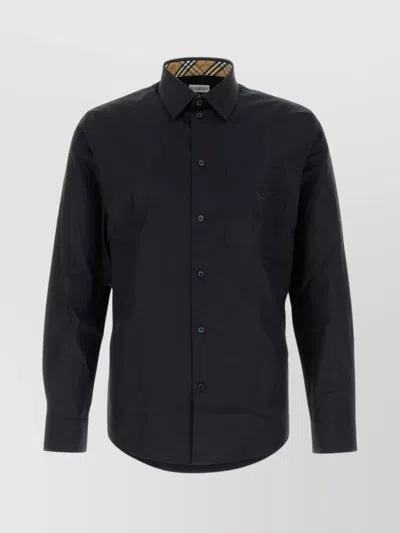 Burberry Shirt Stretch Poplin Chest Pocket In Black