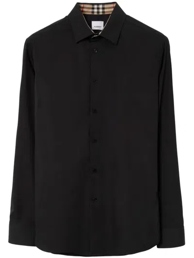 Burberry Shirt With Check Collar Clothing In Black