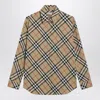 Burberry Beige Shirt With Check Pattern In Multi