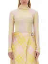 Burberry Pink And Yellow Kilt With Check Pattern Skirt For Women Ss24 In Neutral