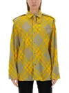 Burberry Women Shirt With Check Pattern In Yellow