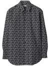 Burberry Long Sleeve Shirt With All-over Monogram Print In Black