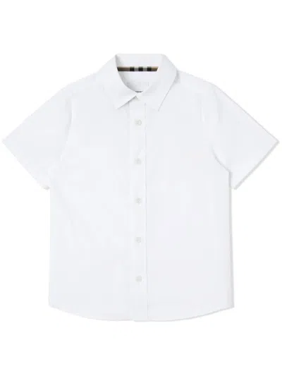Burberry Kids' Shirt With Logo On The Back In Bianco