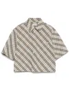 Burberry Check Short-sleeve Crop Button-down Shirt