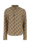 Burberry Beige All Over Check Shirt In Brown