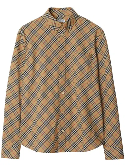 Burberry Shirts In Sand Ip Check