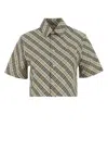 Burberry Check Short-sleeve Crop Button-down Shirt