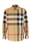 Burberry Men Check Cotton Shirt In Blue