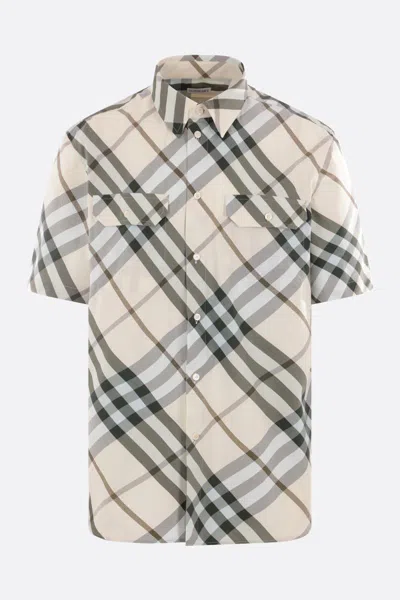 Burberry Check Cotton Shirt In Alabaster