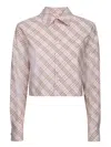 Burberry Vintage Check Cropped Buttoned Shirt In Beige