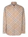 Burberry Men Beige Shirt With Button-down Collar And Check Motif In Cotton Man In Beige