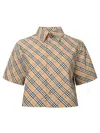 Burberry Checked Cropped Shirt In Beige