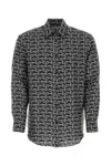 Burberry Long Sleeve Shirt With All-over Monogram Print In Black
