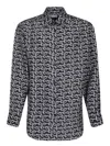 Burberry Long Sleeve Shirt With All-over Monogram Print In Black