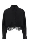 Burberry Cropped Shirt With Macrame Lace Insert In Black