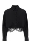 Burberry Cropped Shirt With Macrame Lace Insert In Black
