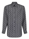 Burberry Long Sleeve Shirt With All-over Monogram Print In Black