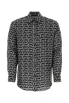 Burberry Long Sleeve Shirt With All-over Monogram Print In Black