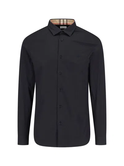 Burberry Black Stretch Cotton Shirt In A1189