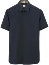 Burberry Stretch-cotton Ekd-embroidered Slim Shirt In Blue
