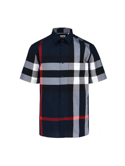 Burberry Summerton Check Cotton Shirt In Black