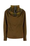 Burberry Checked Scarf Satin Top In Gray
