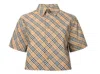 Burberry Check Cropped Shirt In Burgundy