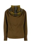 Burberry Checked Scarf Satin Top In Camp