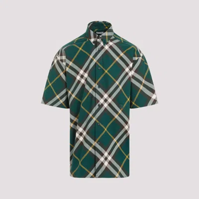 Burberry Check Wool Short Sleeve Shirt In Multicolor