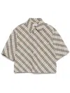 Burberry Check Short-sleeve Crop Button-down Shirt In Husk
