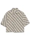Burberry Check Short-sleeve Crop Button-down Shirt In Husk Ip Check