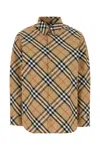 Burberry Women Beige Shirt With Classic Collar And All-over Check Motif In Cotton Woman In Multi