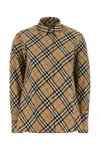 Burberry Women Beige Shirt With Classic Collar And All-over Check Motif In Cotton Woman In Multi