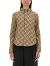 Burberry Beige Button-down Shirt With Check Pattern In Multicolour