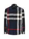 Burberry Long Sleeve Summerton Shirt In Navy Ip Check