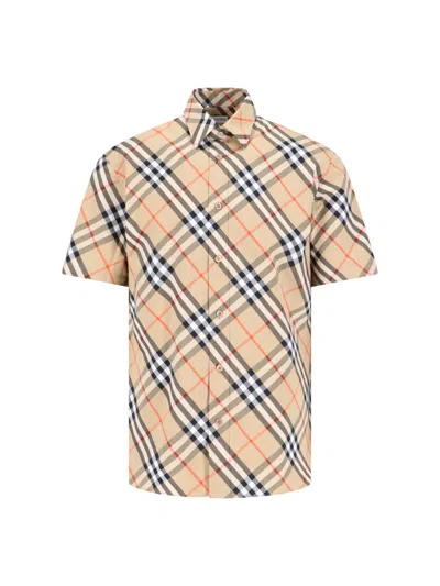 Burberry Nova Plaid Silk Cuban Collar Shirt In Neutral