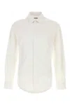 Burberry Poplin Shirt With Button-down Collar And Curved Hem In Neutral